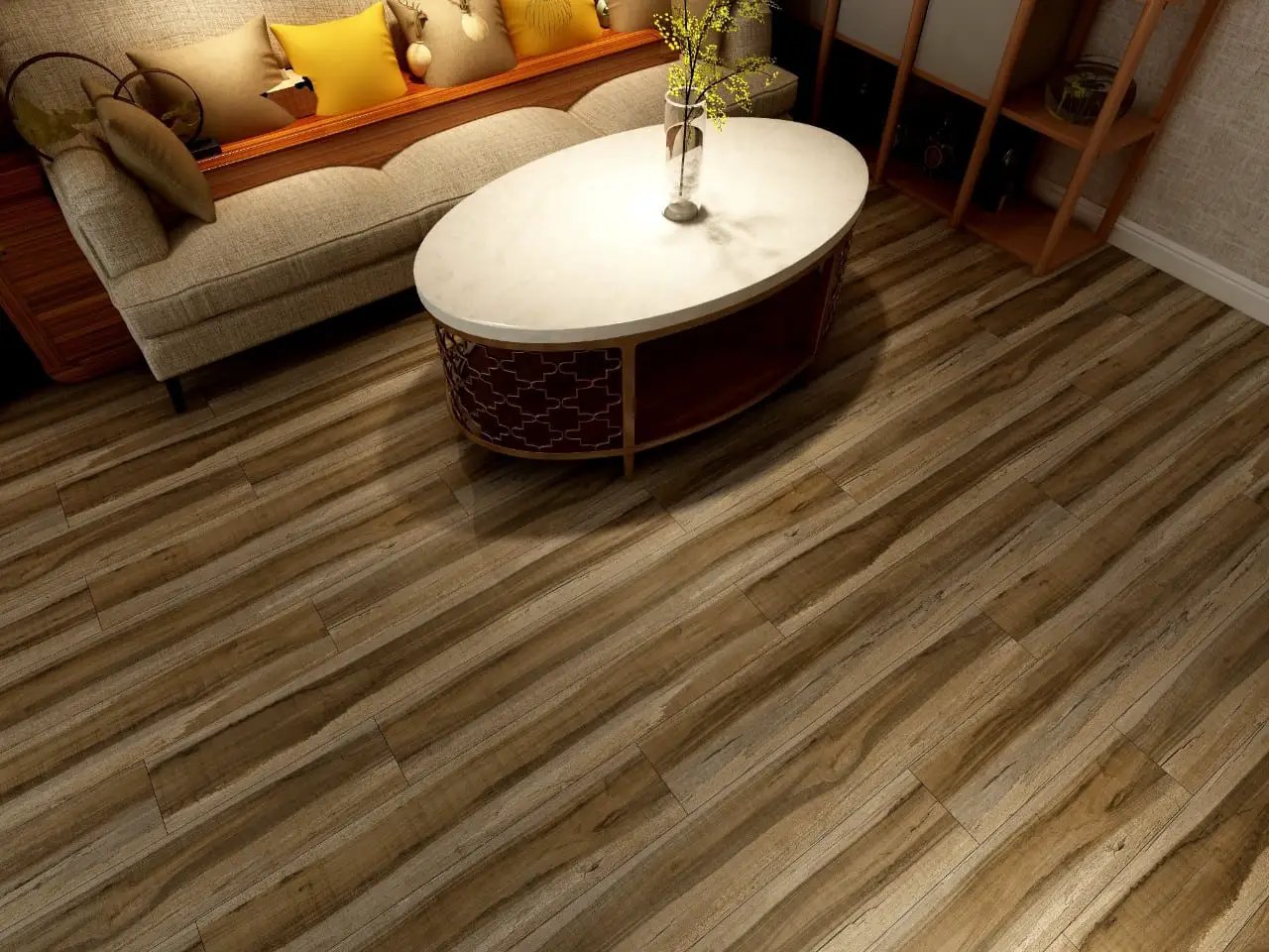 Prescott Exotika Matte Wood Look Lvt Planks 7x48 in a finished room