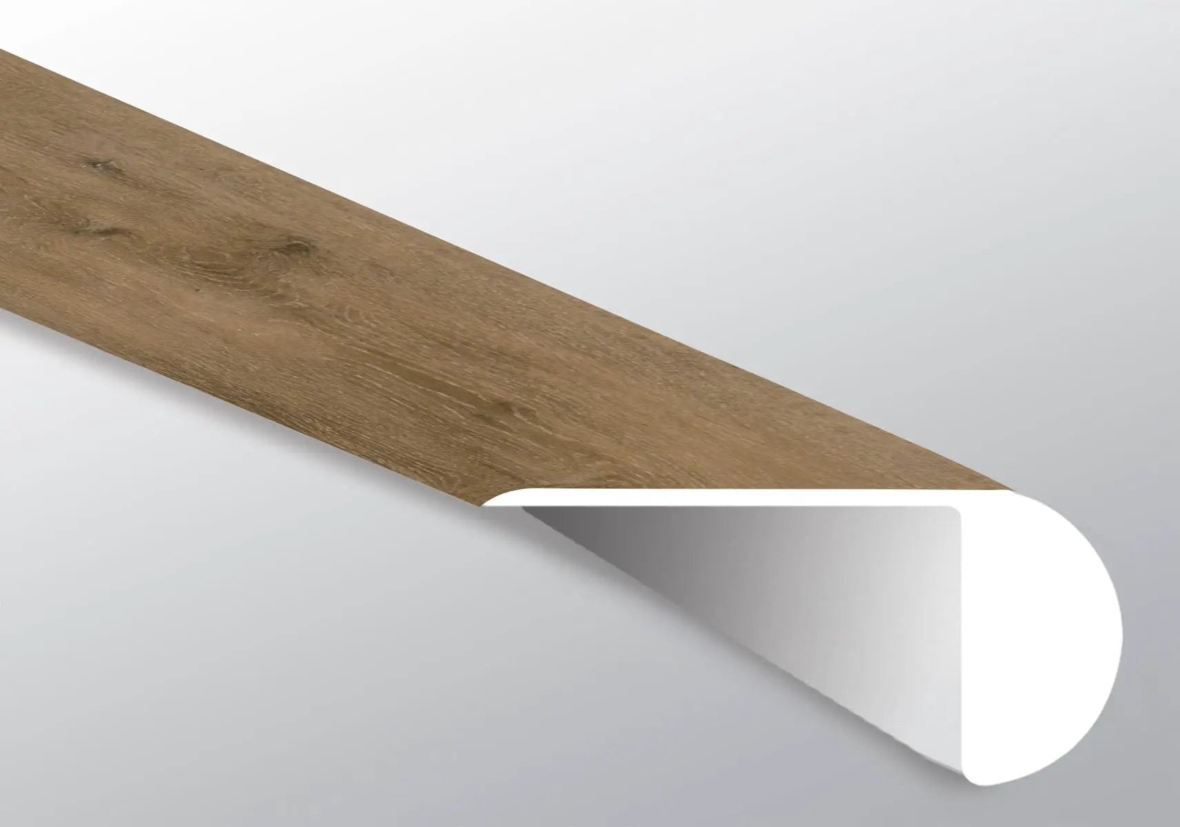 Andover Hatfield Semi Gloss Overlap Stair Nose Wood Look Lvt Moldings 2.23x1.03 close up