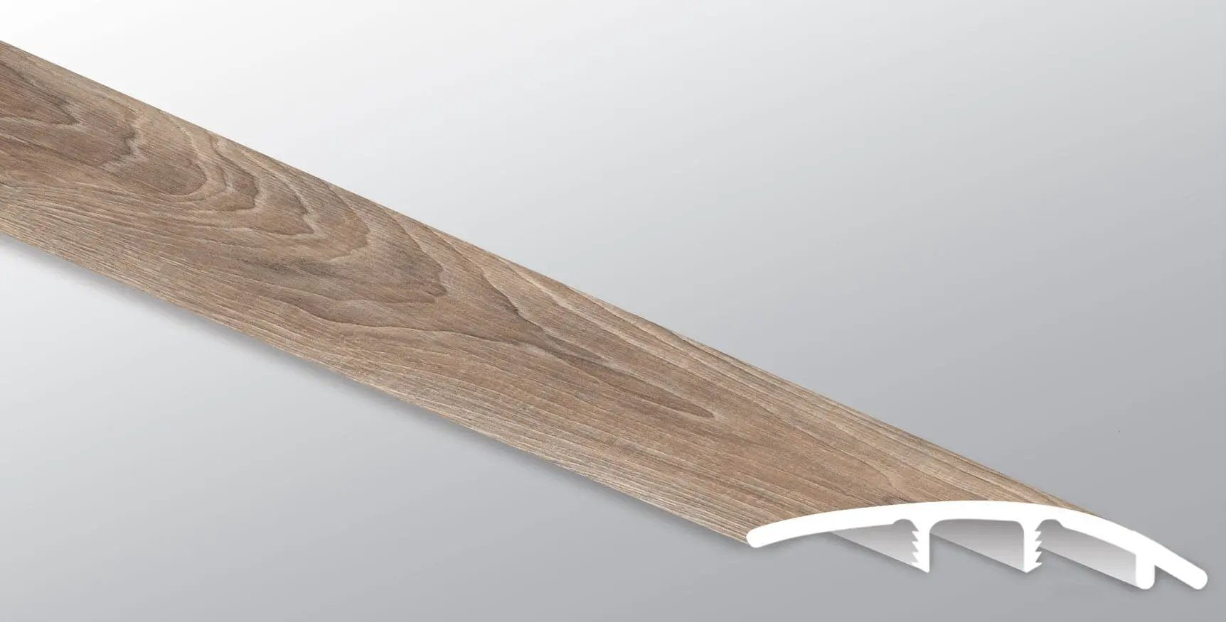 Andover Highcliffe Greige Semi Gloss Stair Riser Wood Look Lvt Moldings 1.77x0.345 close up