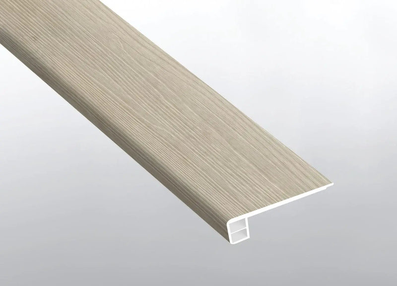 Cyrus 2.0 Honeybella Oak Semi Gloss Flush Stair Nose End Cap Wood Look Lvt Moldings 2.75x0.75 close up