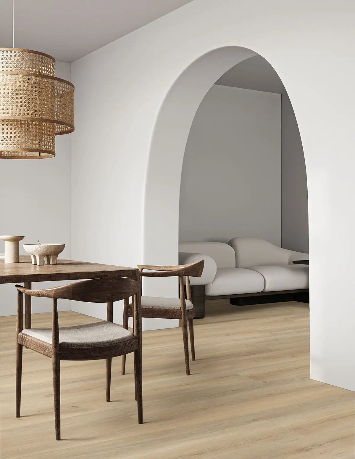 Laurel Honey Hollow Semi Gloss Quarter Round Wood Look Lvt Moldings 0.64x0.75 in a finished room