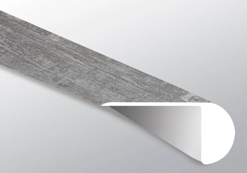 Andover Kingsdown Gray Semi Gloss Overlap Stair Nose Wood Look Lvt Moldings 2.23x1.03 close up