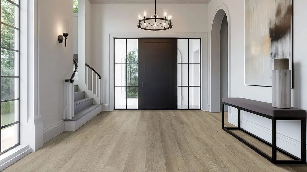 Xl Studio Lark Semi Gloss Quarter Round Wood Look Lvt Moldings 0.64x0.75 in a finished room