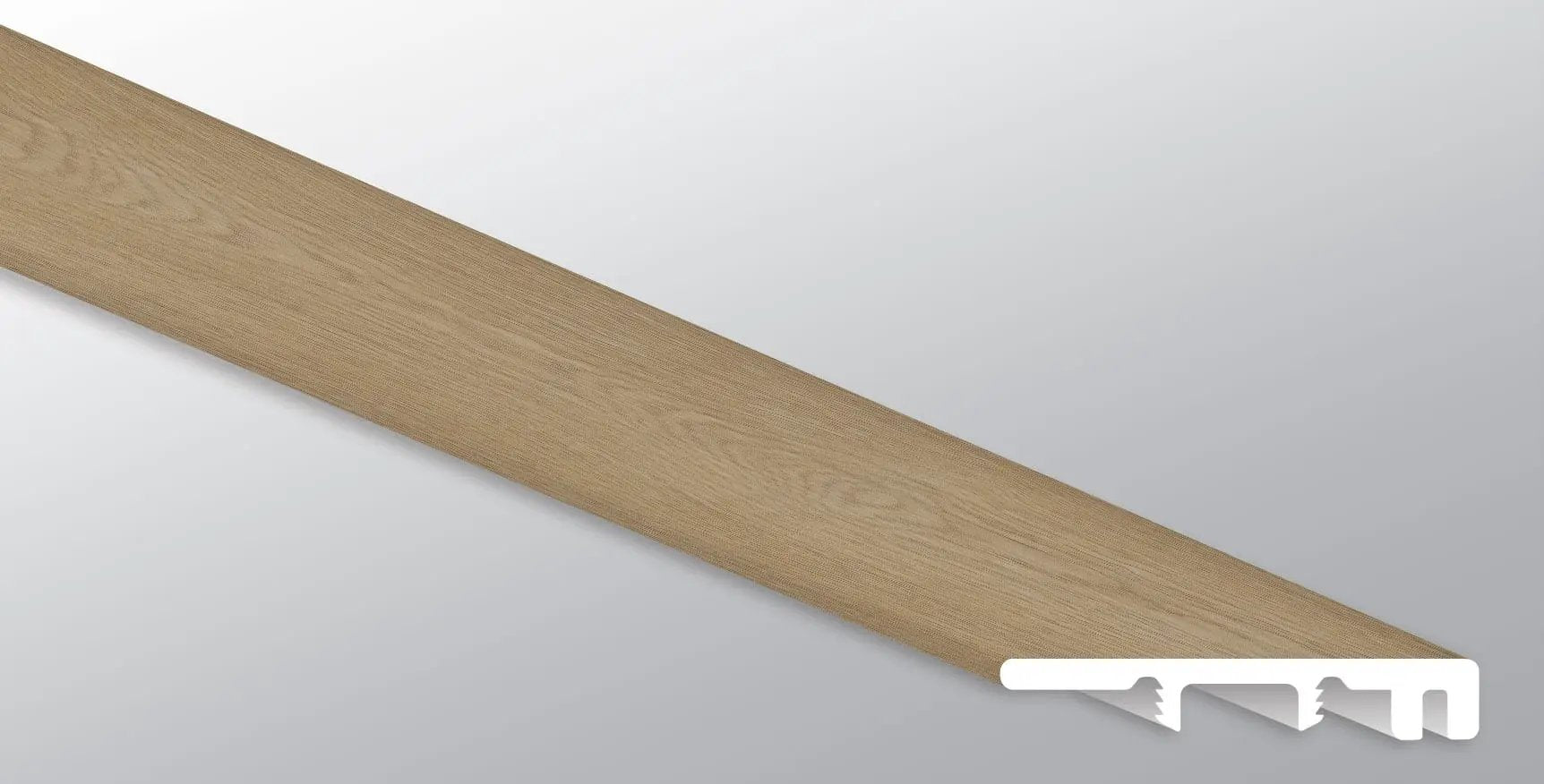 Laurel Linen Loggia Semi Gloss End Cap Wood Look Lvt Moldings 1.5x0.25 close up