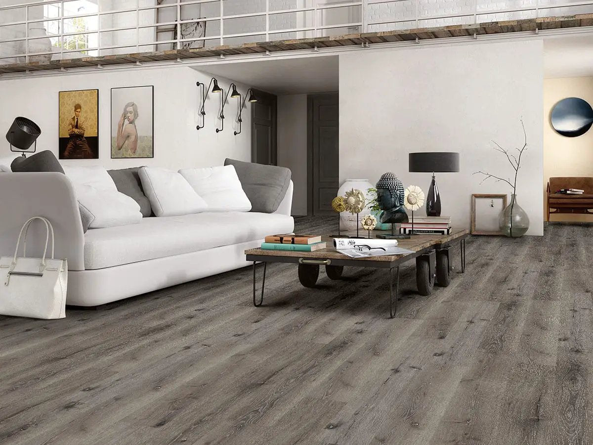 Prescott Ludlow Semi Gloss Flush Stair Nose End Cap Wood Look Lvt Moldings 2.75x0.75 in a finished room