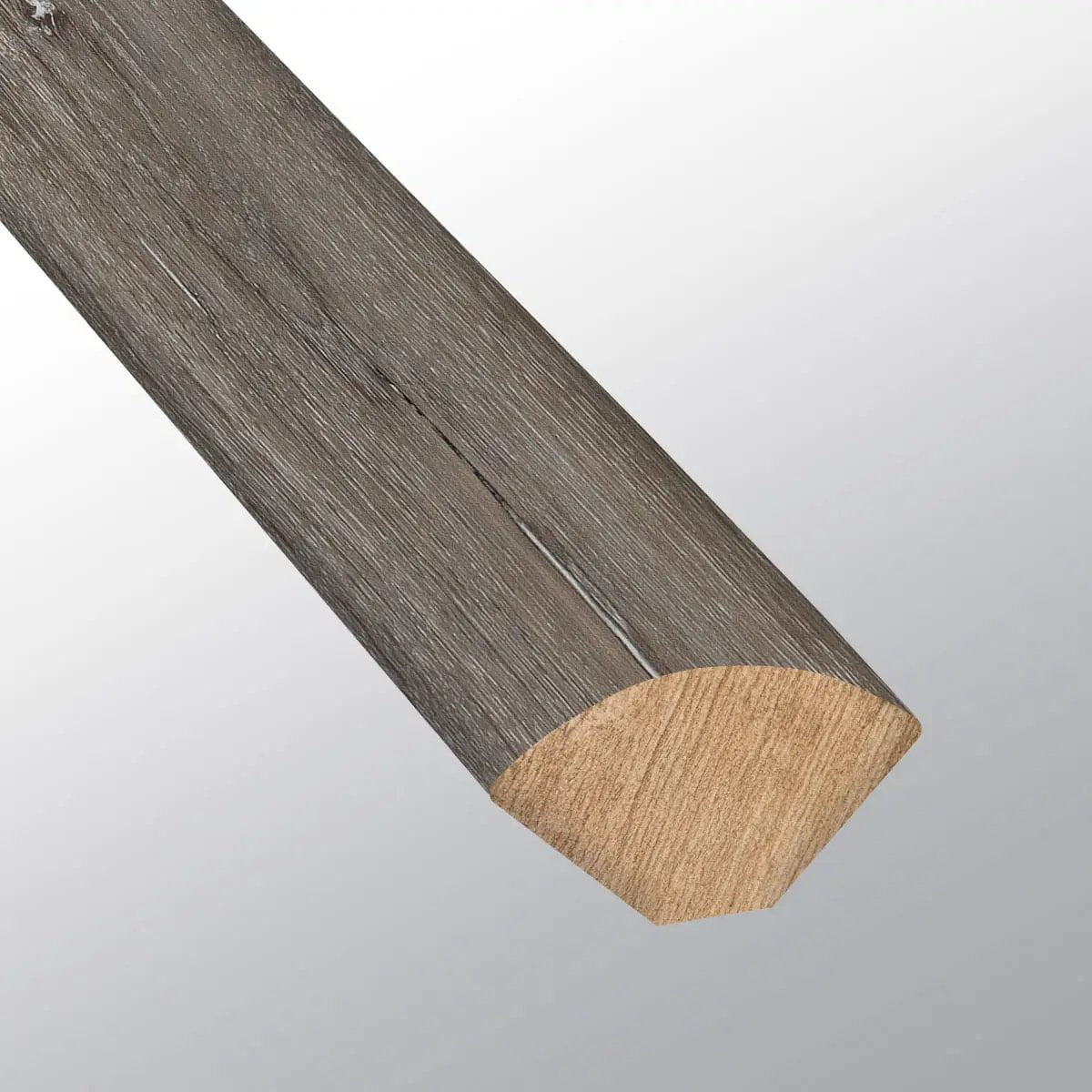 Glenridge Charcoal Oak Semi Gloss Quarter Round Wood Look Lvt Moldings 0.64x0.75 close up