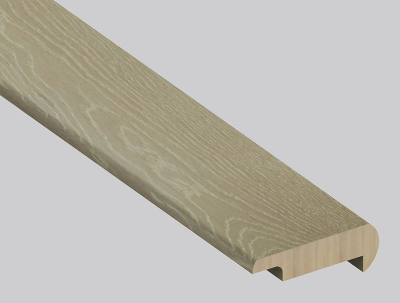 Woodhills Moorville Oak Wood Semi Gloss Overlap Stair Nose Look Moldings 2.23x1.03 close up