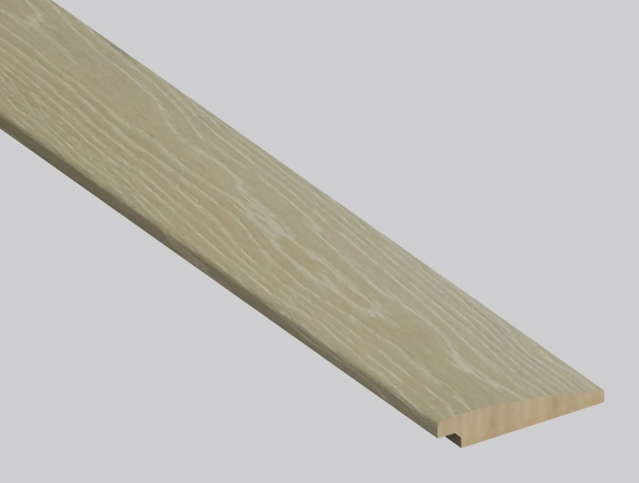 Woodhills Moorville Oak Wood Semi Gloss Stair Riser Look Moldings 1.77x0.345 close up