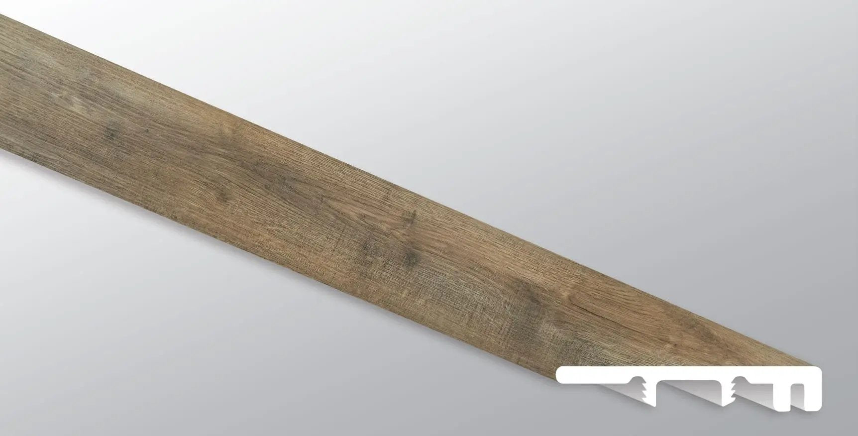 Glenridge Reclaimed Oak Semi Gloss End Cap Wood Look Lvt Moldings 1.5x0.25 close up