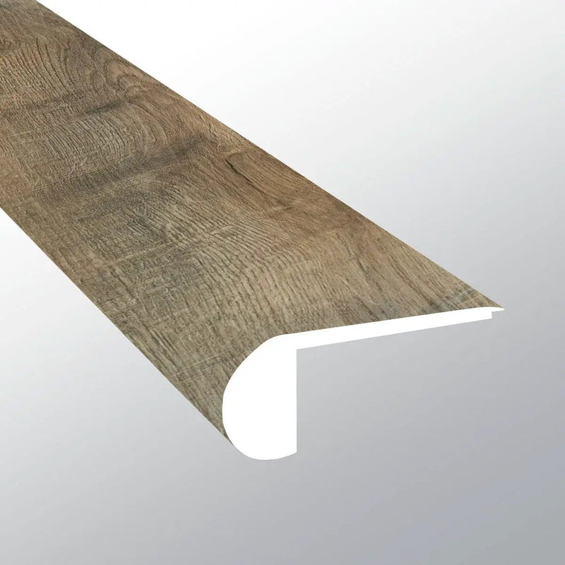 Xl Ashton Maracay Brown Polished Flush Stair Nose Lvt Moldings 2.75x0.75 close up