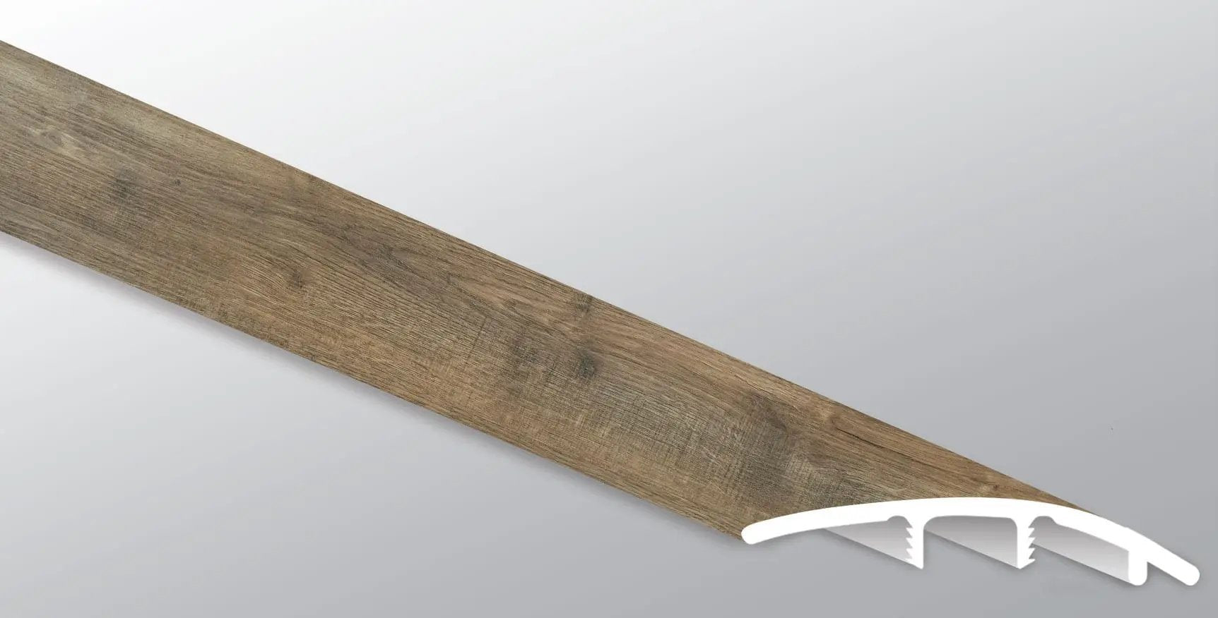 Glenridge Reclaimed Oak Semi Gloss Stair Riser Wood Look Lvt Moldings 1.77x0.345 close up