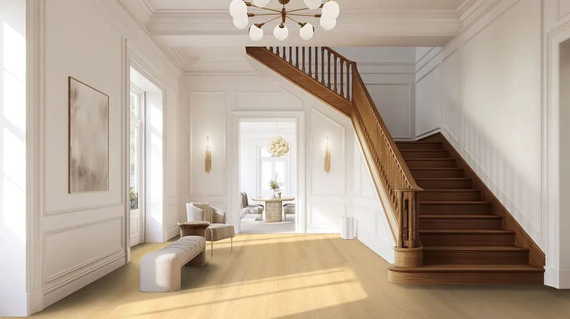 Xl Studio Roswell Semi Gloss Quarter Round Wood Look Lvt Moldings 0.64x0.75 in a finished room