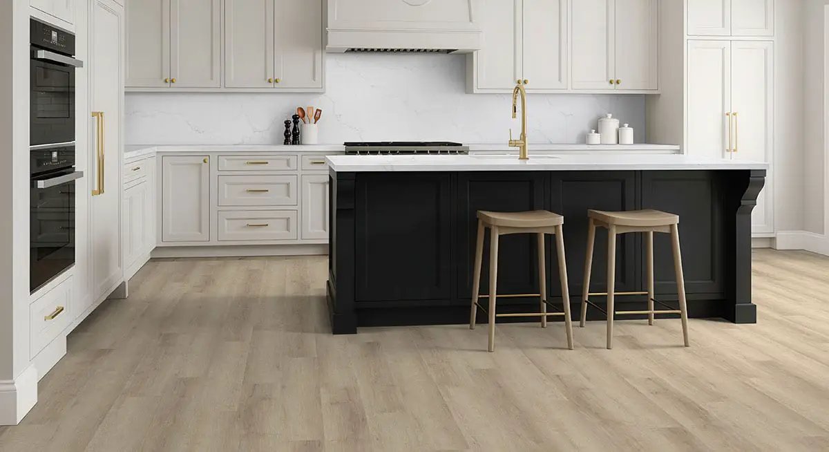 Laurel Saddle Wood Semi Gloss Overlap Stair Nose Look Lvt Moldings 2.23x1.03 in a finished room