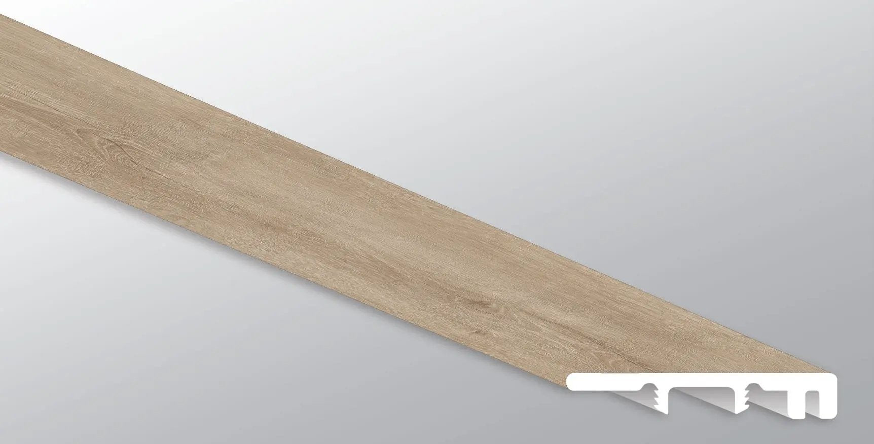 Cyrus Sandino Semi Gloss End Cap Wood Look Lvt Moldings 1.5x0.25 close up