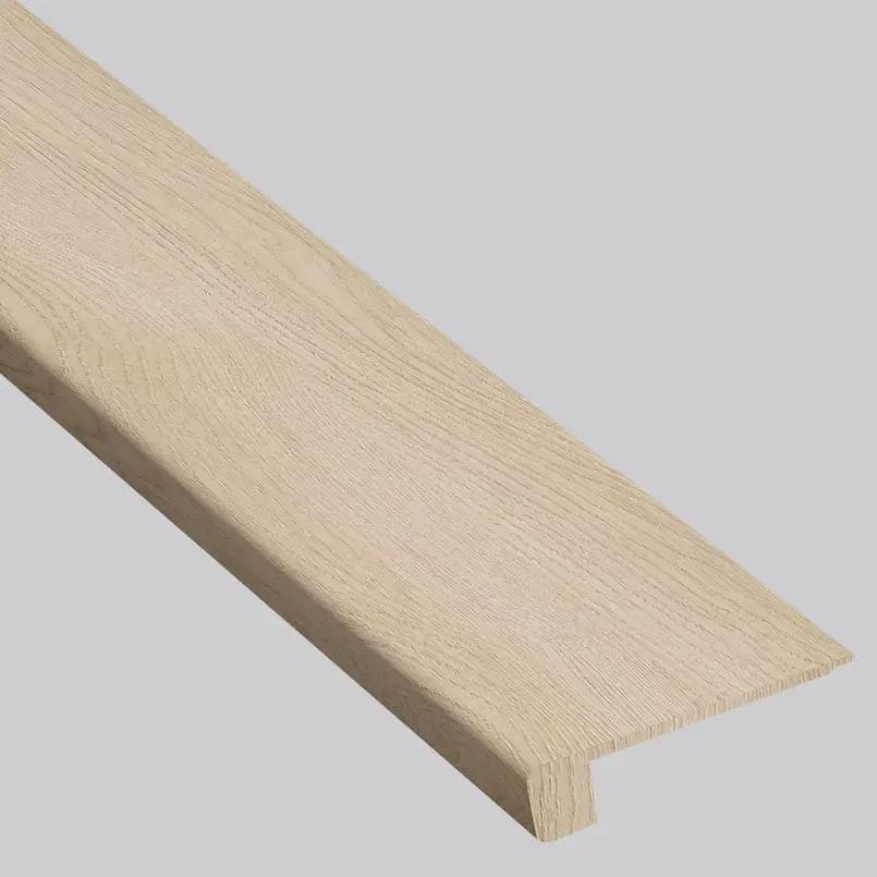 Shorecliffs Schertz Oaks Semi Gloss Flush Stair Nose End Cap Wood Look Rigid Core Moldings 4.53x0.94 close up