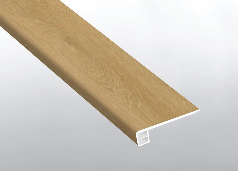 Cyrus Valleyview Grove Semi Gloss Flush Stair Nose End Cap Wood Look Lvt Moldings 2.75x0.75 close up