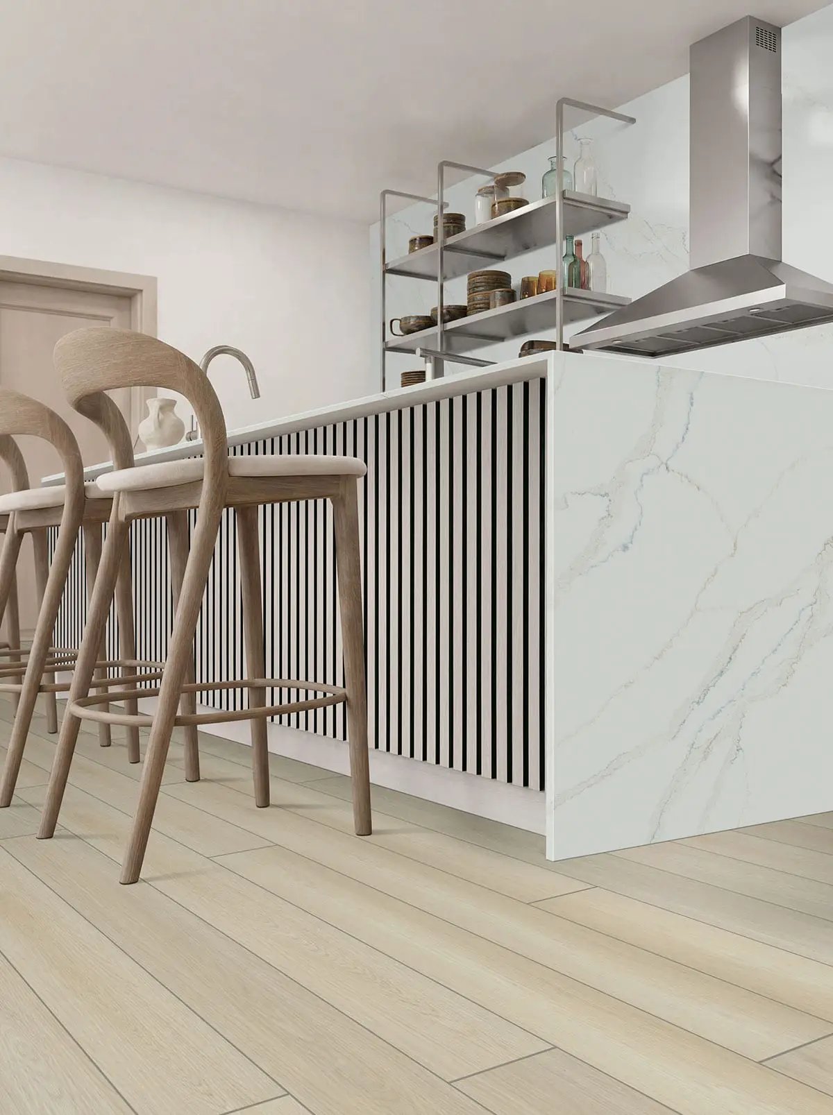 Andover Vintaj Semi Gloss End Cap Wood Look Lvt Moldings 1.5x0.25 in a finished room