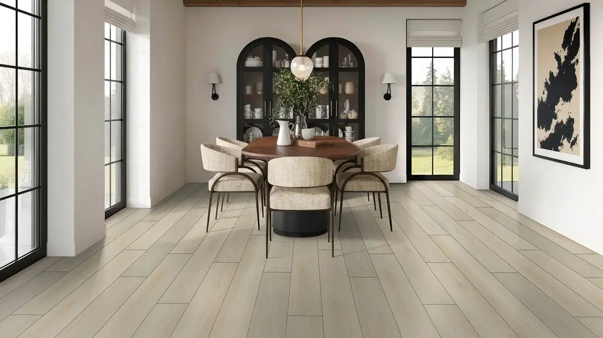 Andover Vintaj Semi Gloss End Cap Wood Look Lvt Moldings 1.5x0.25 in a finished room