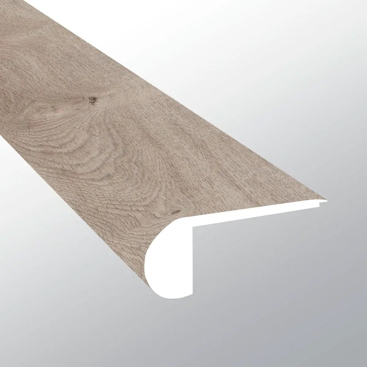Cyrus Whitfield Gray Semi Gloss Flush Stair Nose Wood Look Lvt Moldings 2.75x0.75 close up