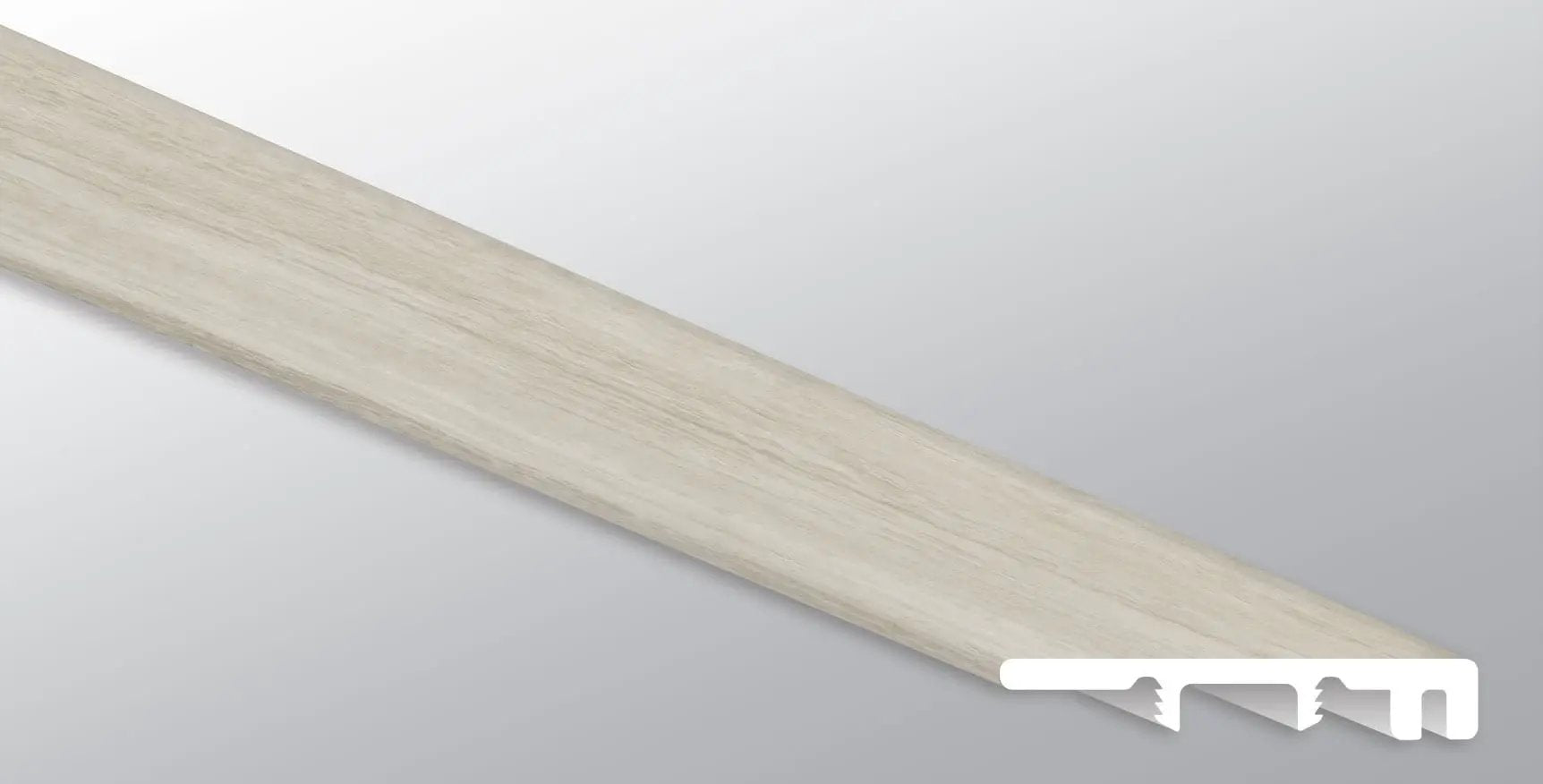 Trecento White Ocean Semi Gloss End Cap Lvt Moldings 1.5x0.25 close up