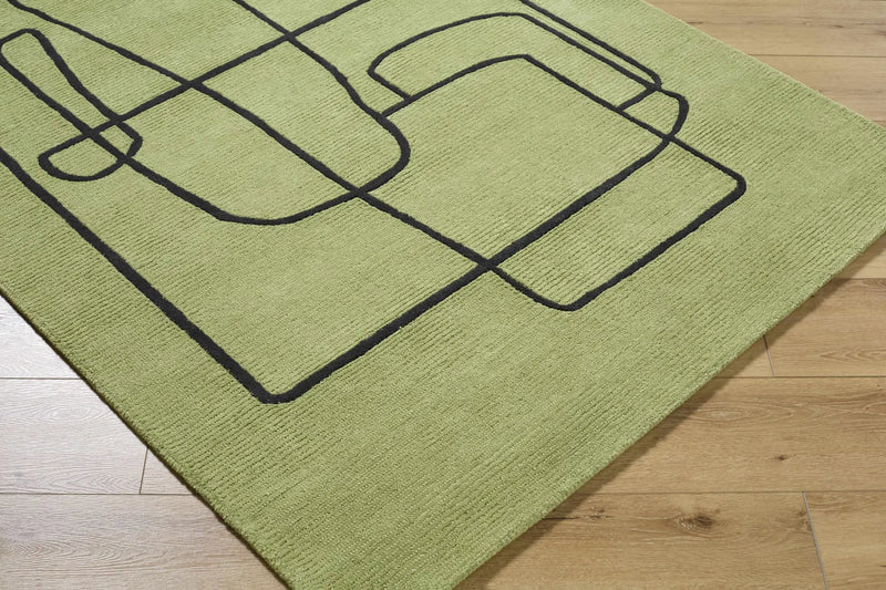 Vatsa Green Abstract Area Rug by Boutique Rugs