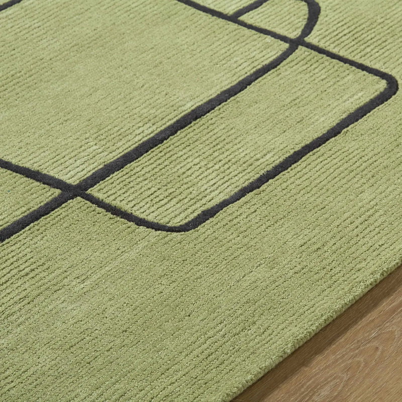 Vatsa Green Abstract Area Rug by Boutique Rugs