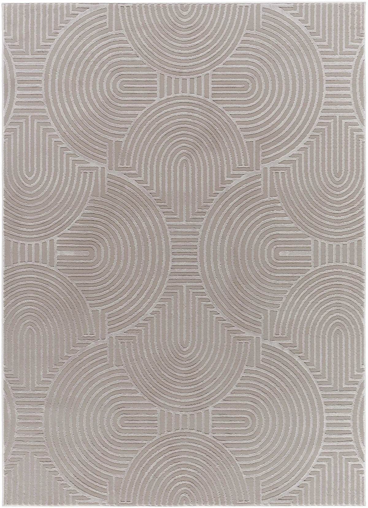 Aucoin Taupe 3D Rainbow Washable Area Rug