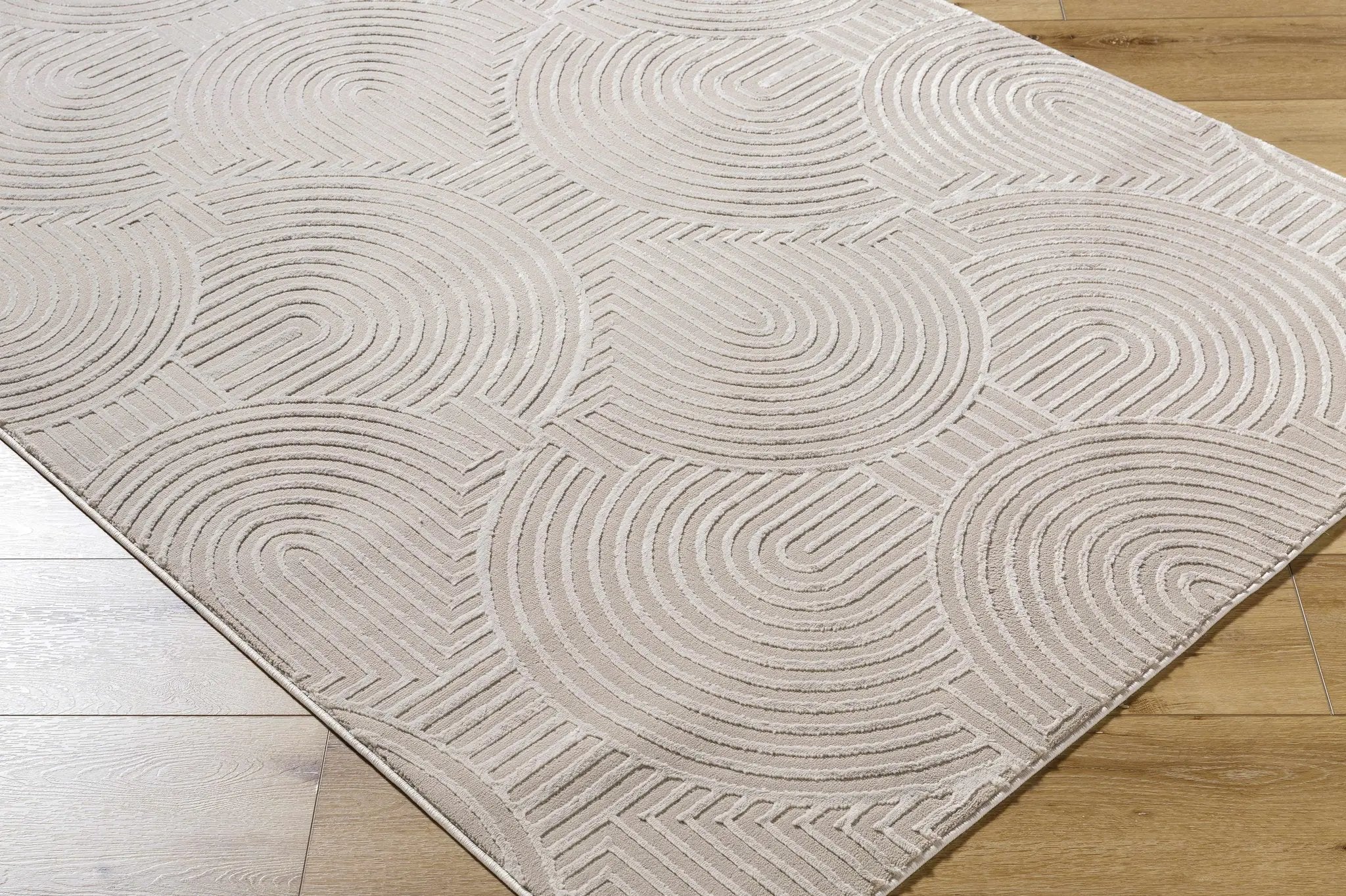 Aucoin Taupe 3D Rainbow Washable Area Rug by Boutique Rugs