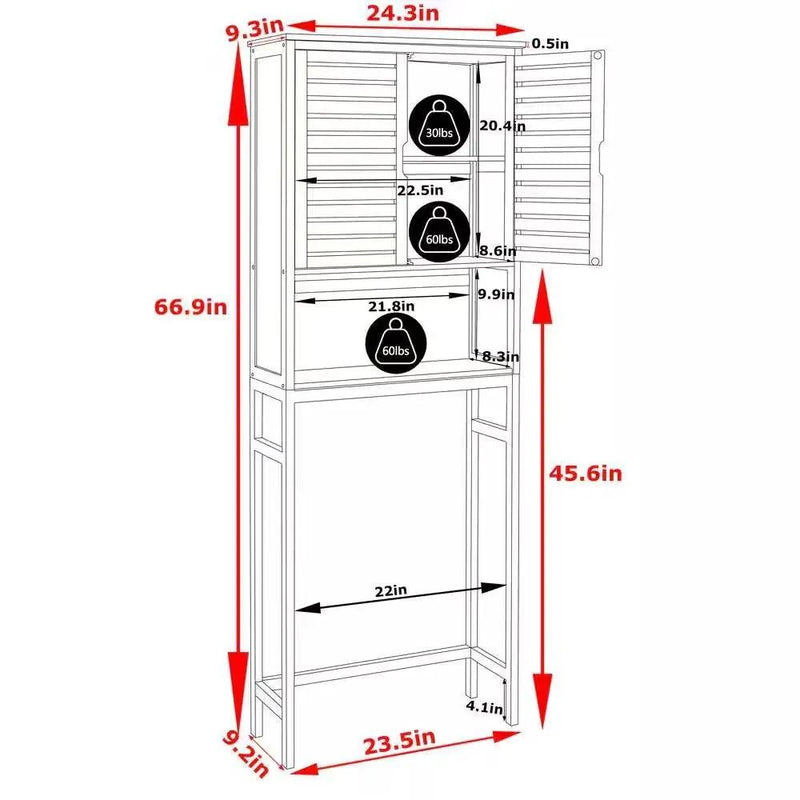 Over the Toilet Bathroom Storage Cabinet Shelf in Light Brown Yellow Wood Finish by HomePacific