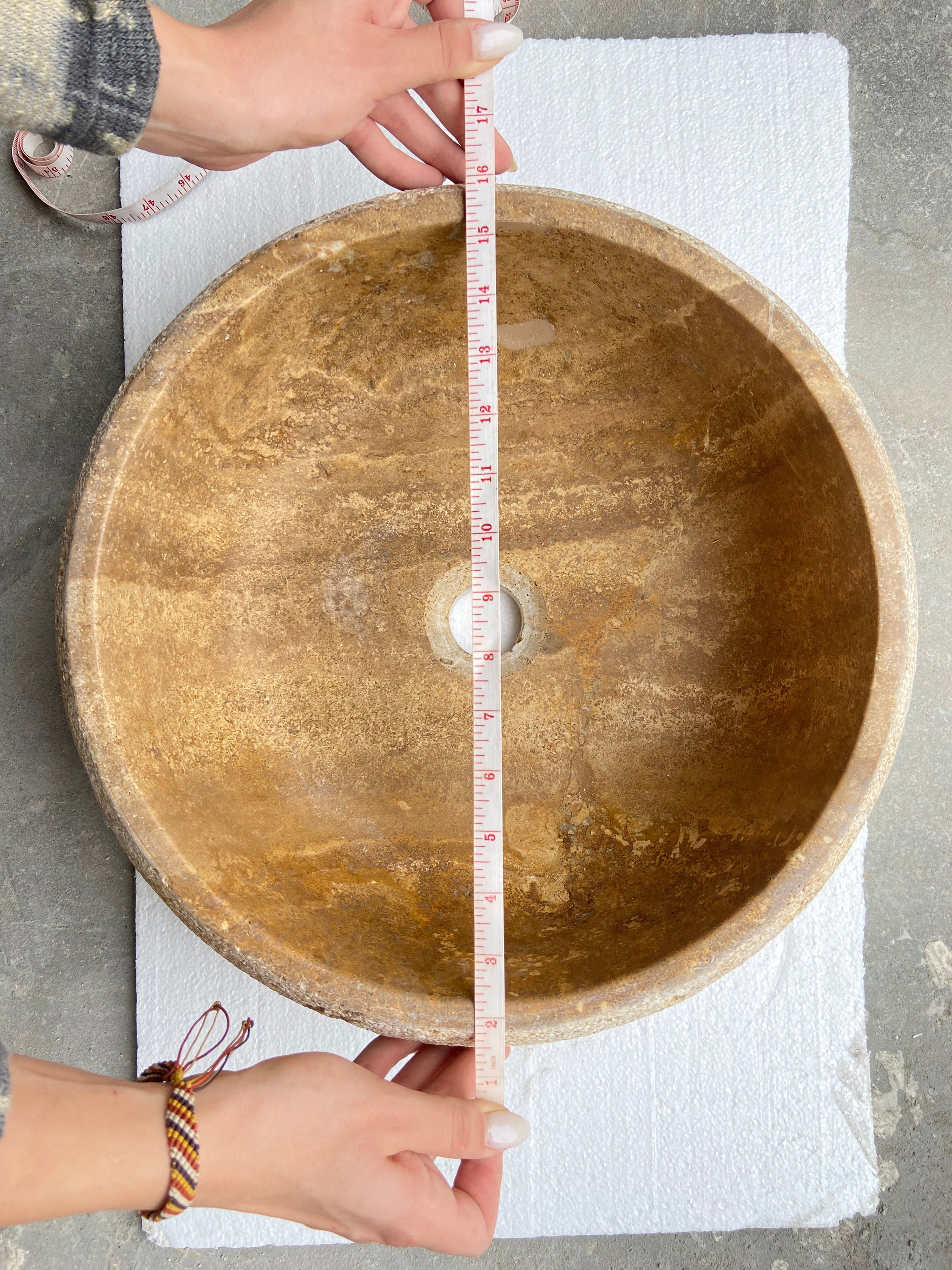 Valencia Travertine Vessel Bathroom Sink Honed Inside and Sand-Blasted Outside (D)16" (H)6" by GobekDesign