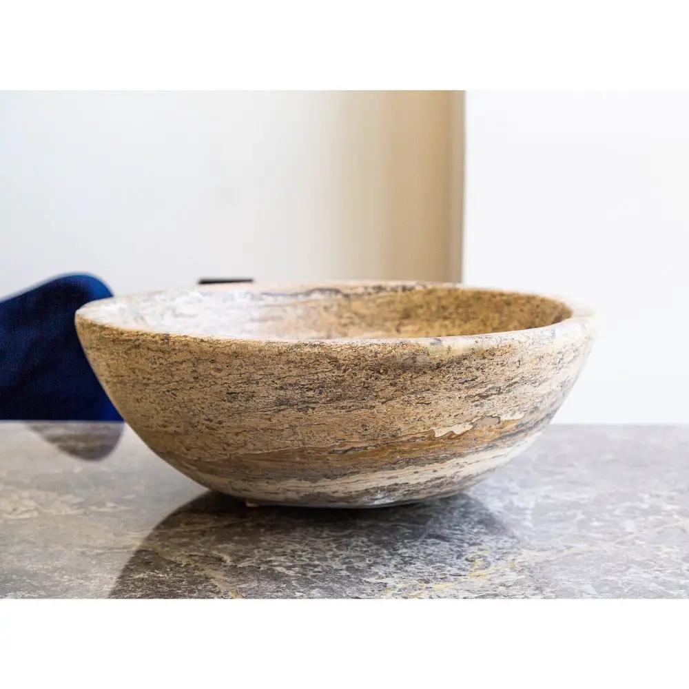 Travertine Natural Stone Oval Vessel Sink 16x21 Above Counter by GobekDesign