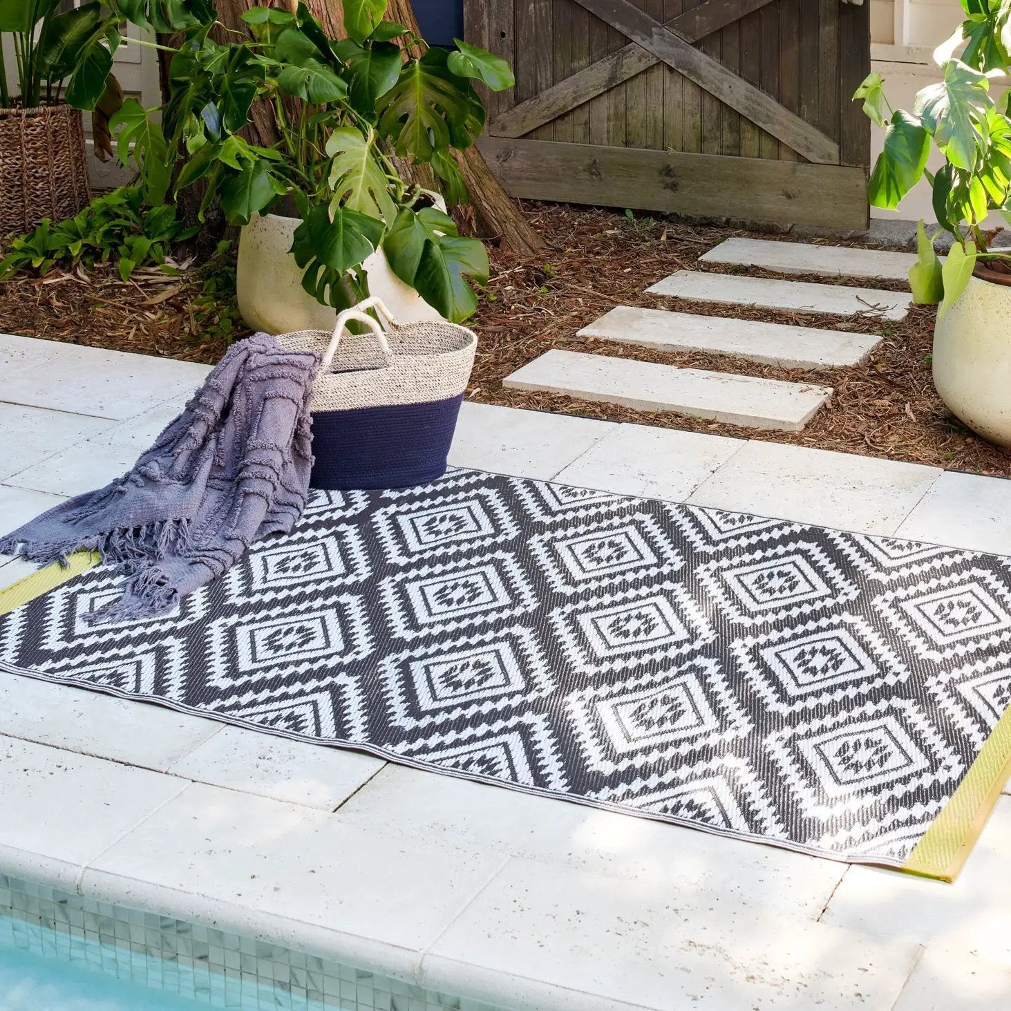Valencia - Gray Outdoor Rug for Patio FINAL SALE by Fab Habitat