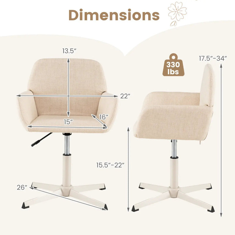 Swivel Vanity Chair with Adjustable Height and Back Support by DirectDeals