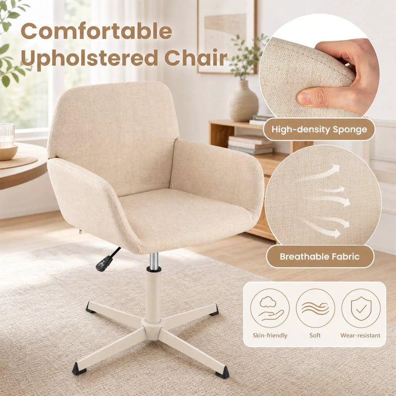 Swivel Vanity Chair with Adjustable Height and Back Support by DirectDeals