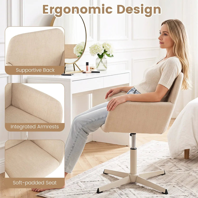 Swivel Vanity Chair with Adjustable Height and Back Support by DirectDeals