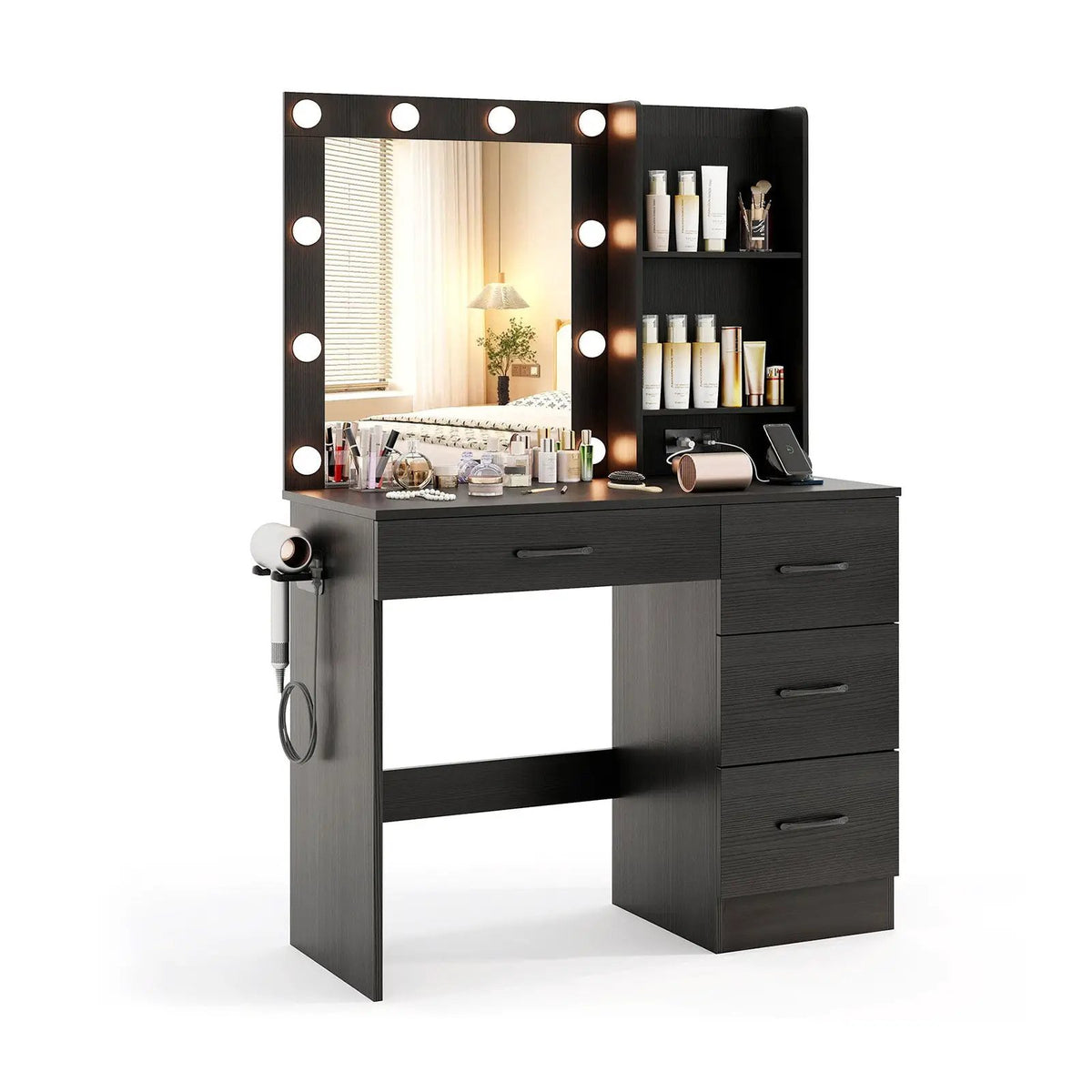 Vanity Desk with 3-Color Lights and Power Outlets, photo 3 of 9
