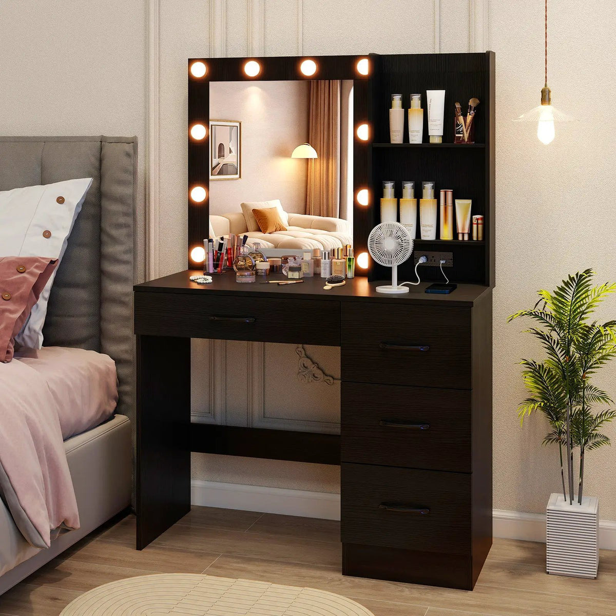Vanity Desk with 3-Color Lights and Power Outlets, photo 6 of 9