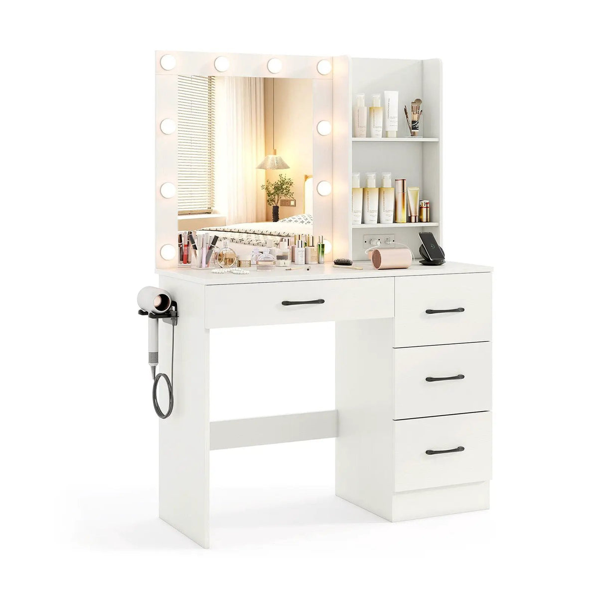 Vanity Desk with 3-Color Lights and Power Outlets, photo 9 of 9