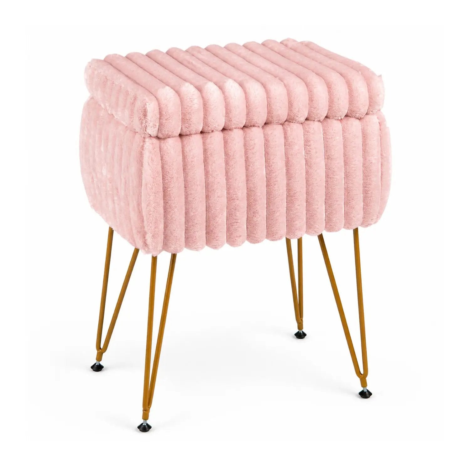 Vanity Stool with Storage and Reversible Lid - Pink by DirectDeals