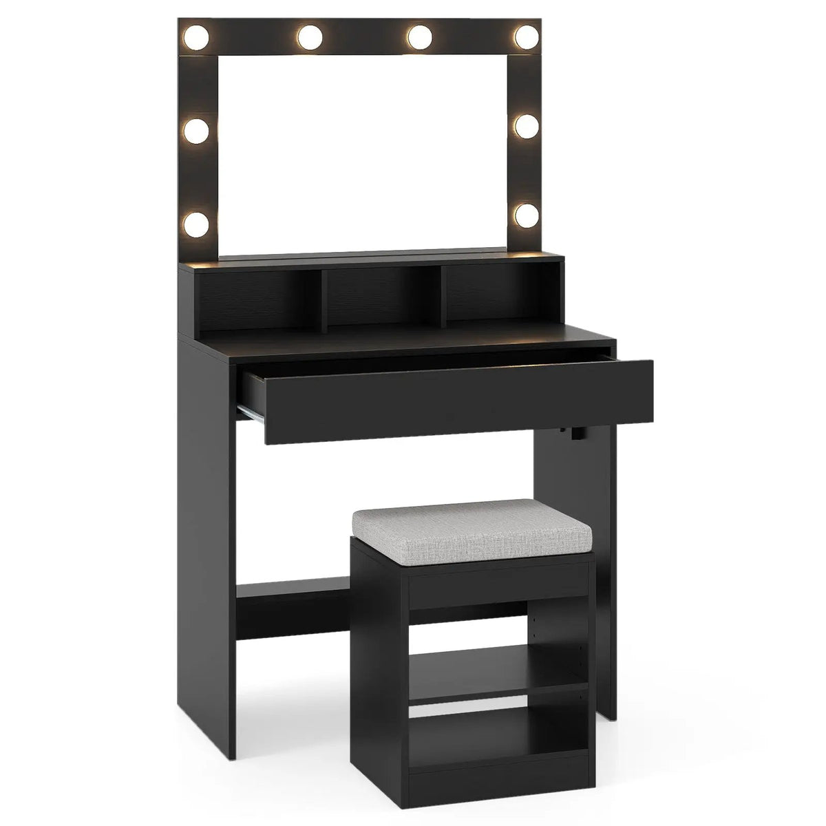 Vanity Table Set with Lighted Mirror and Cushion Stool, photo 5 of 16