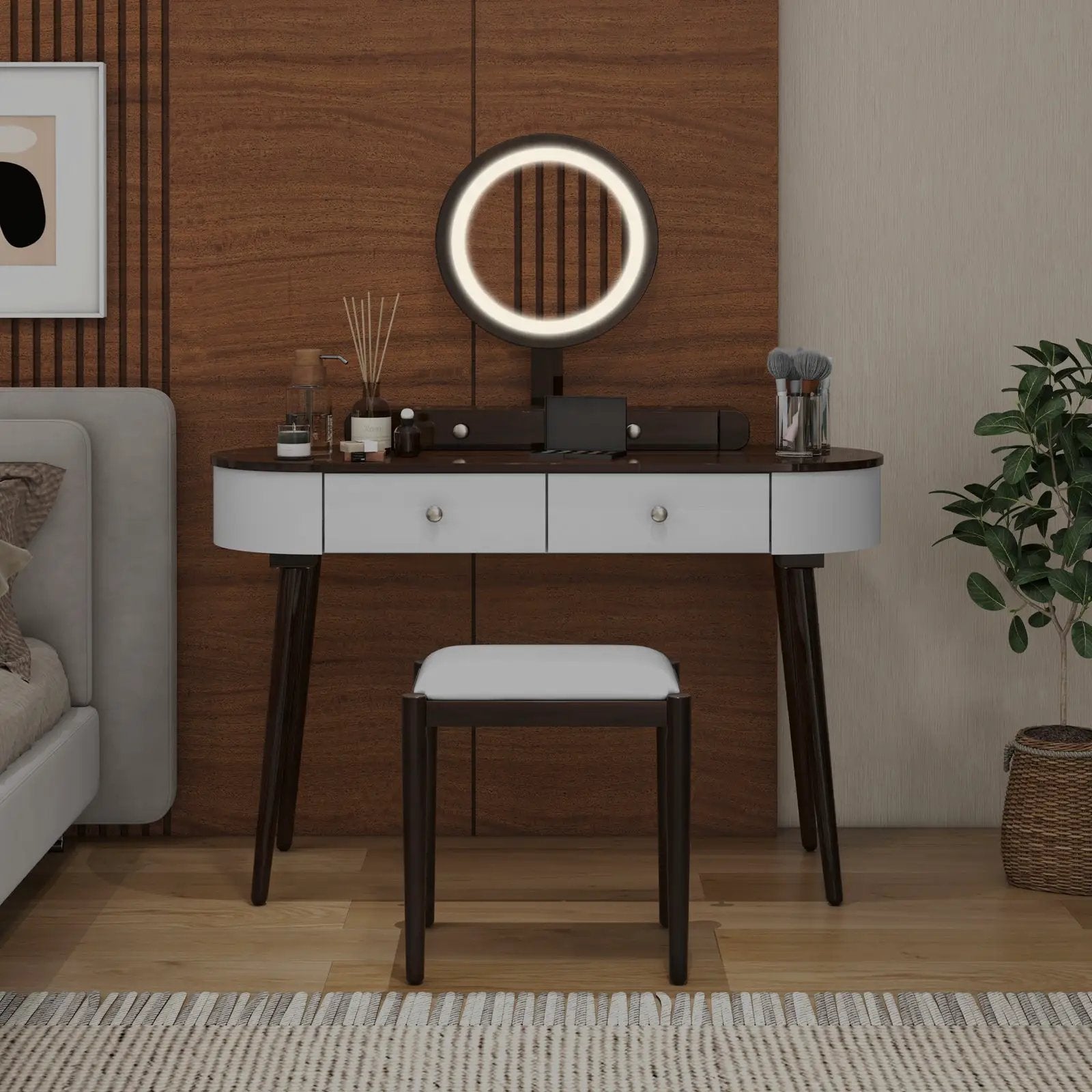 Makeup Vanity Table with LED Mirror and 3 Drawers by DirectDeals