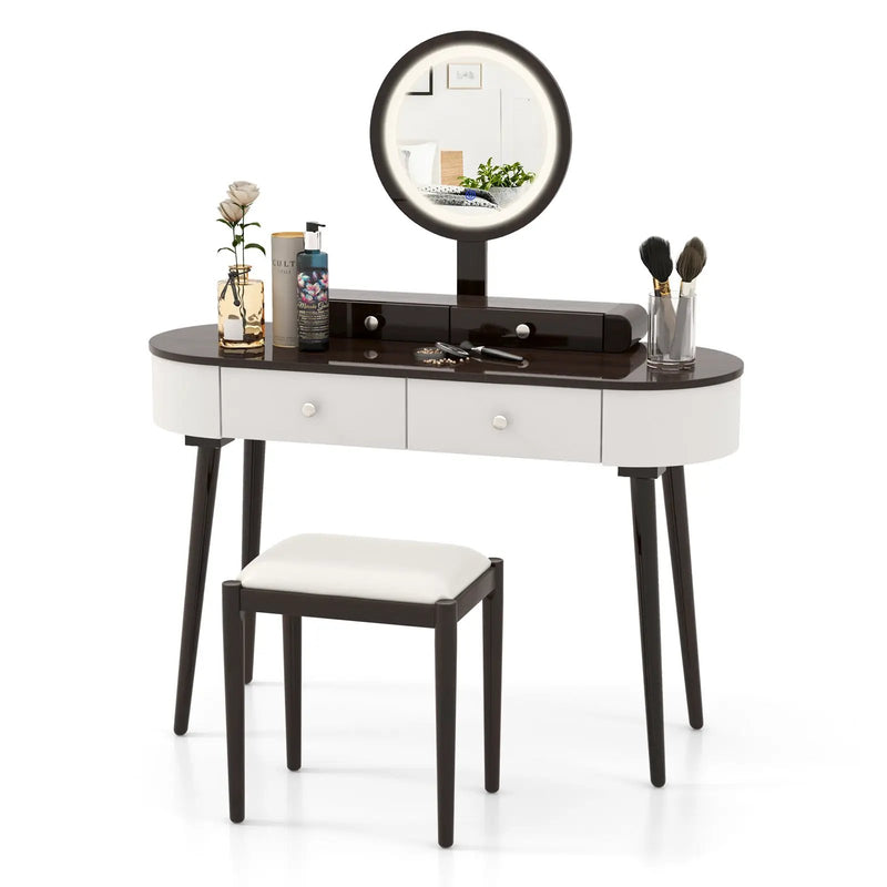 Makeup Vanity Table Set with LED Mirror and 3 Spacious Drawers by DirectDeals