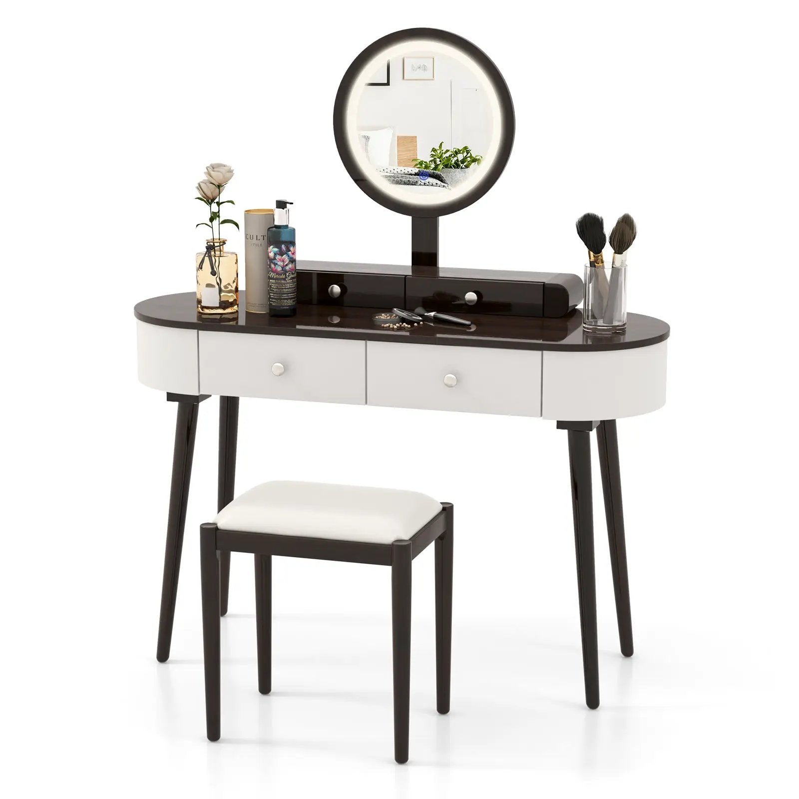 Makeup Vanity Table with LED Mirror and 3 Drawers by DirectDeals