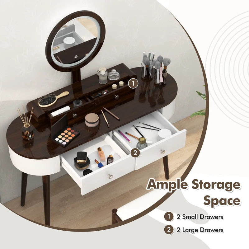 Makeup Vanity Table Set with LED Mirror and 3 Spacious Drawers by DirectDeals