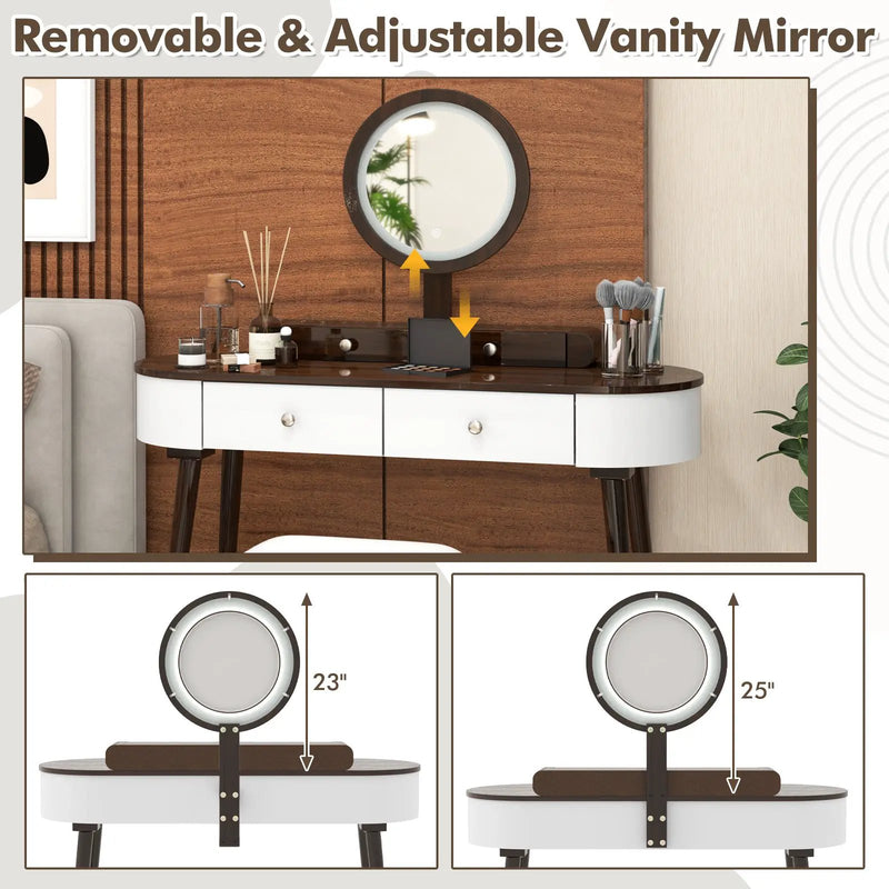 Makeup Vanity Table Set with LED Mirror and 3 Spacious Drawers by DirectDeals