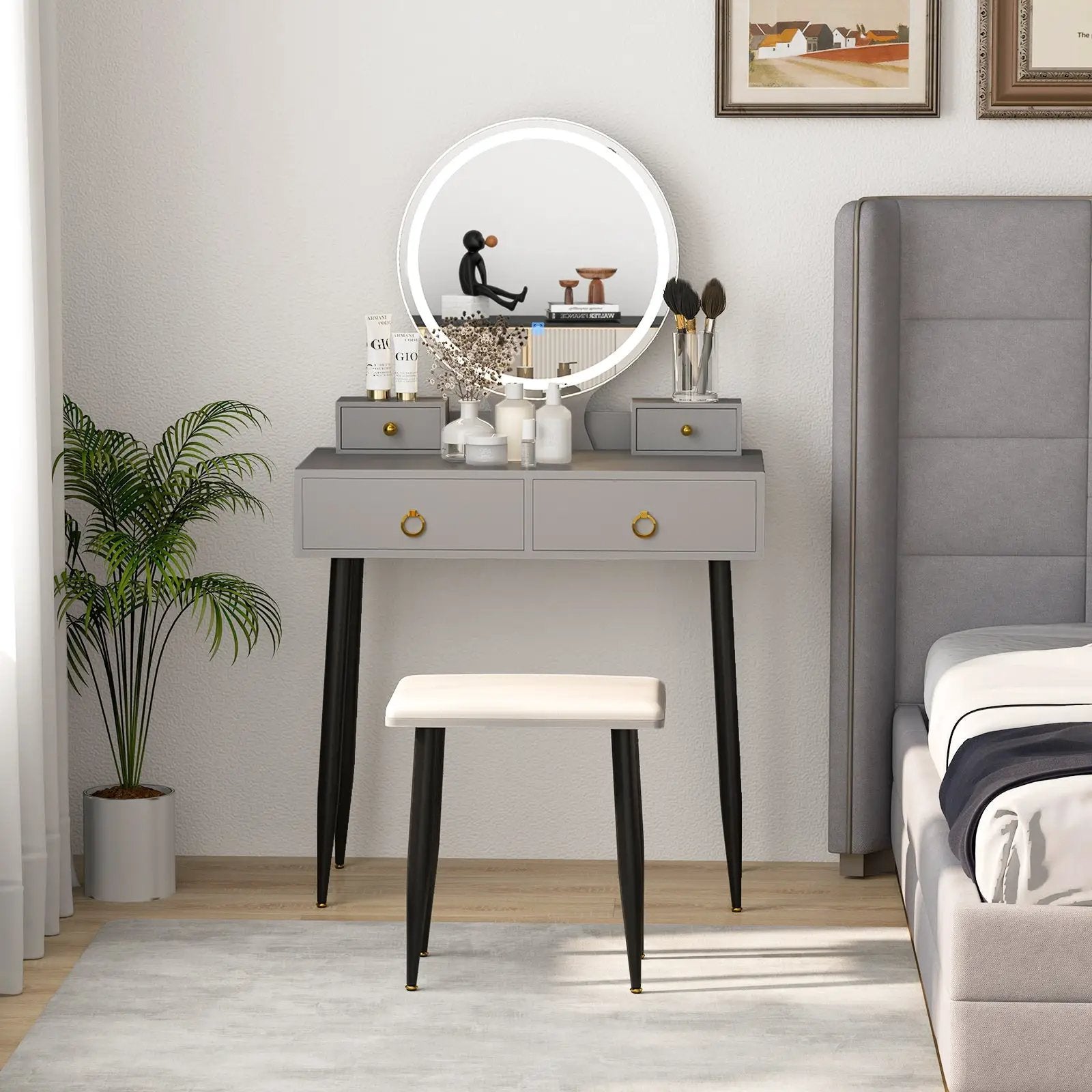 Vanity Table Set with Mirror by DirectDeals