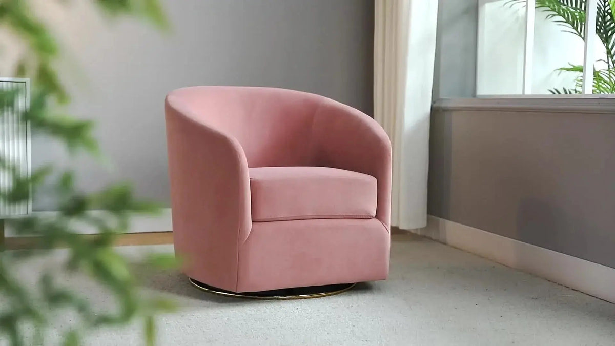 Velvet Swivel Accent Chair with Golden Metal Base, photo 26 of 39