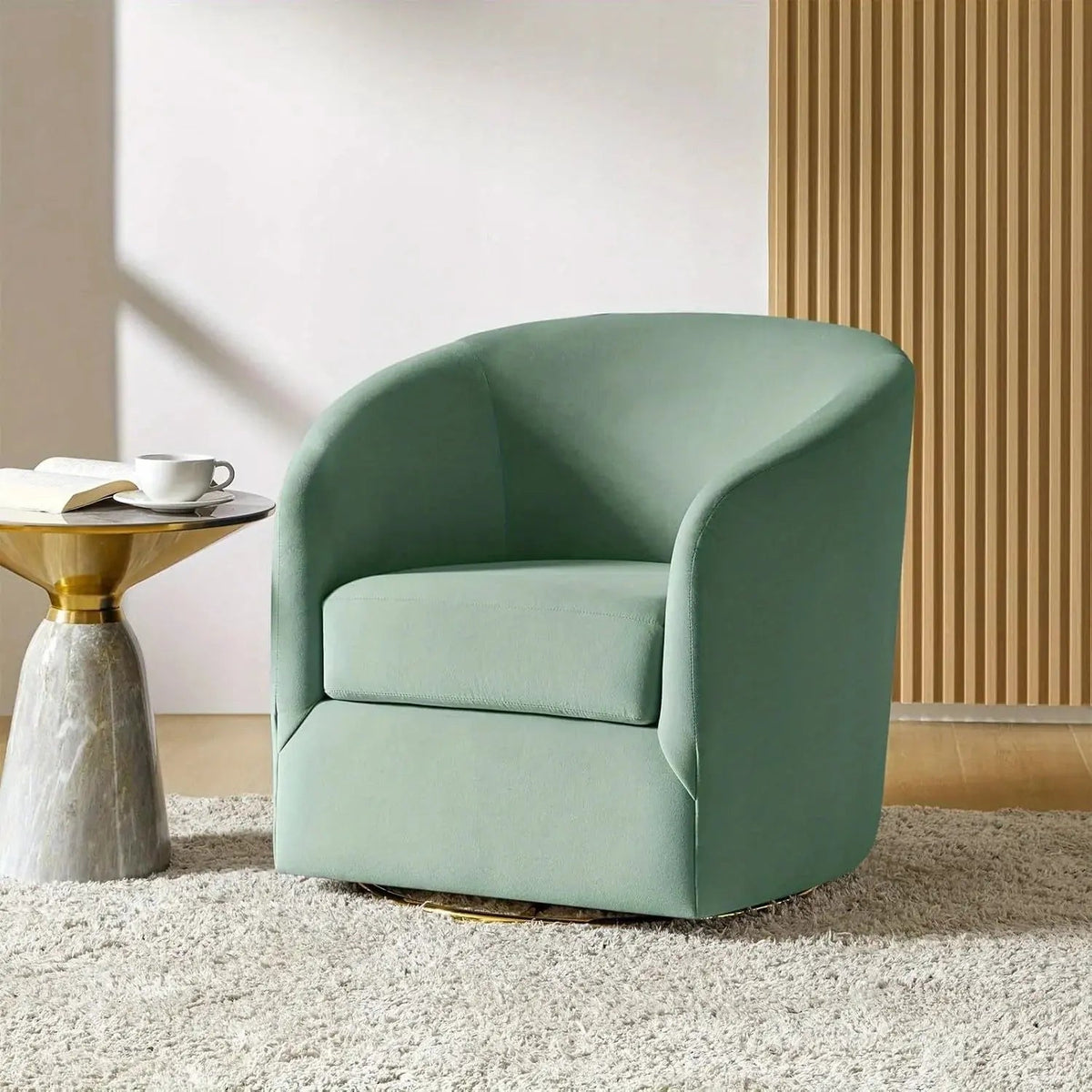 Velvet Swivel Accent Chair with Golden Metal Base, photo 32 of 39
