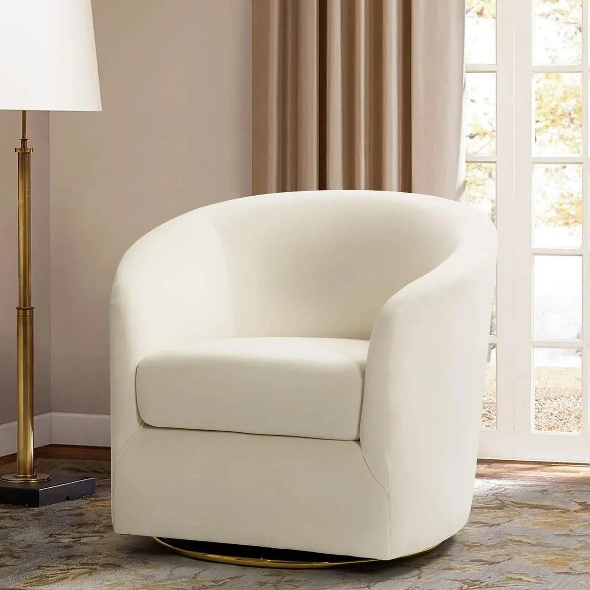 Velvet Swivel Accent Chair with Golden Metal Base, photo 35 of 39
