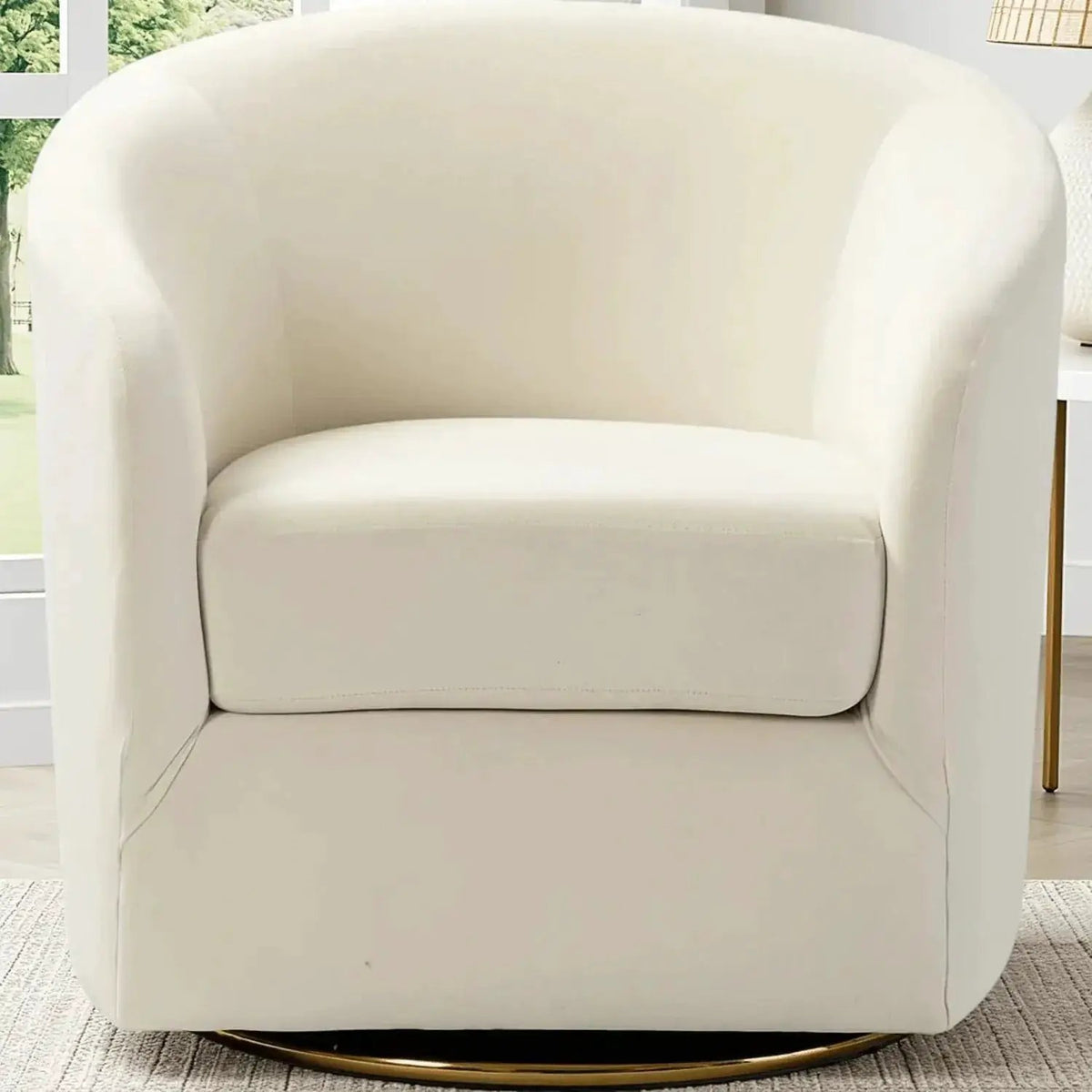 Velvet Swivel Accent Chair with Golden Metal Base